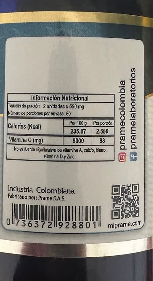Información nutricional de la melena de león PRAME