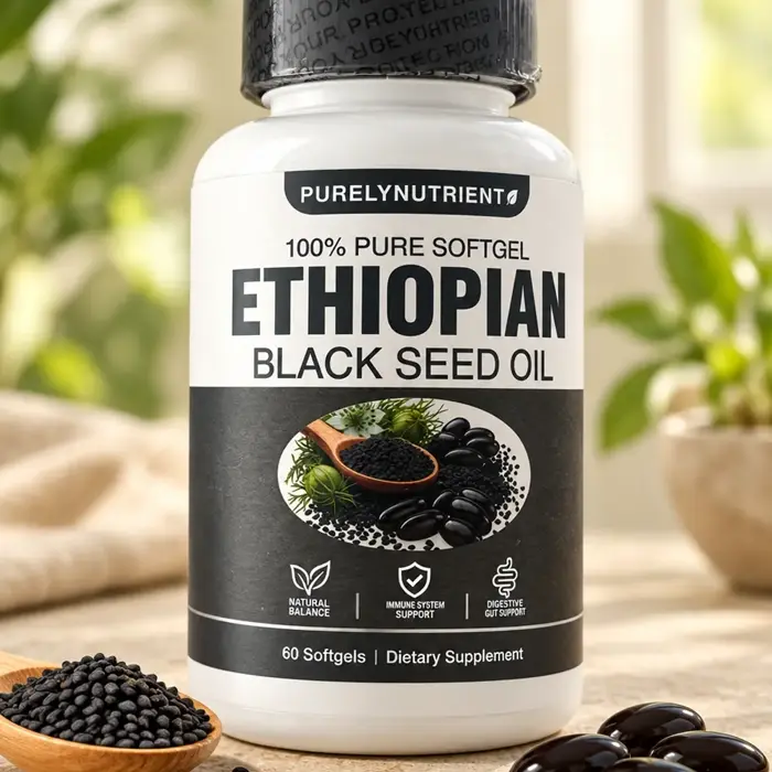 1 frasco de aceite de semilla negra en cápsulas